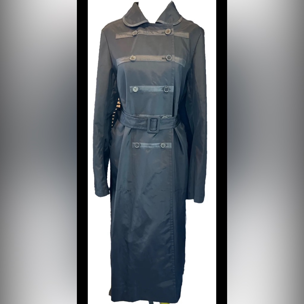 Bourie Korean Designer Runway Black Long Sleeve Trench Coat Belt 40 = Us Medium